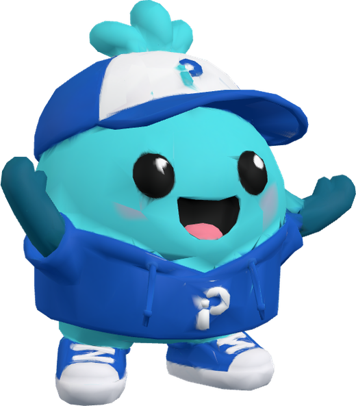 Pip, the Piblee character, waving in his blue cap and hoodie